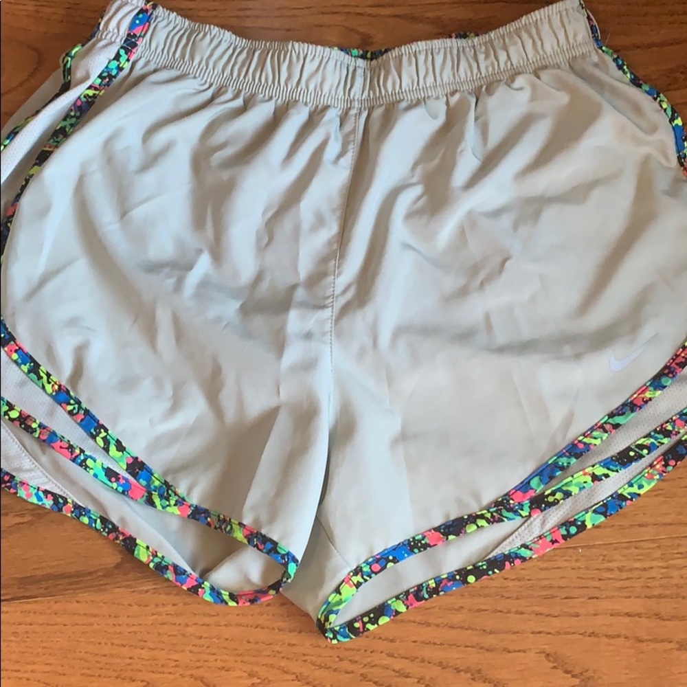 Gray with patterned trim Nike shorts